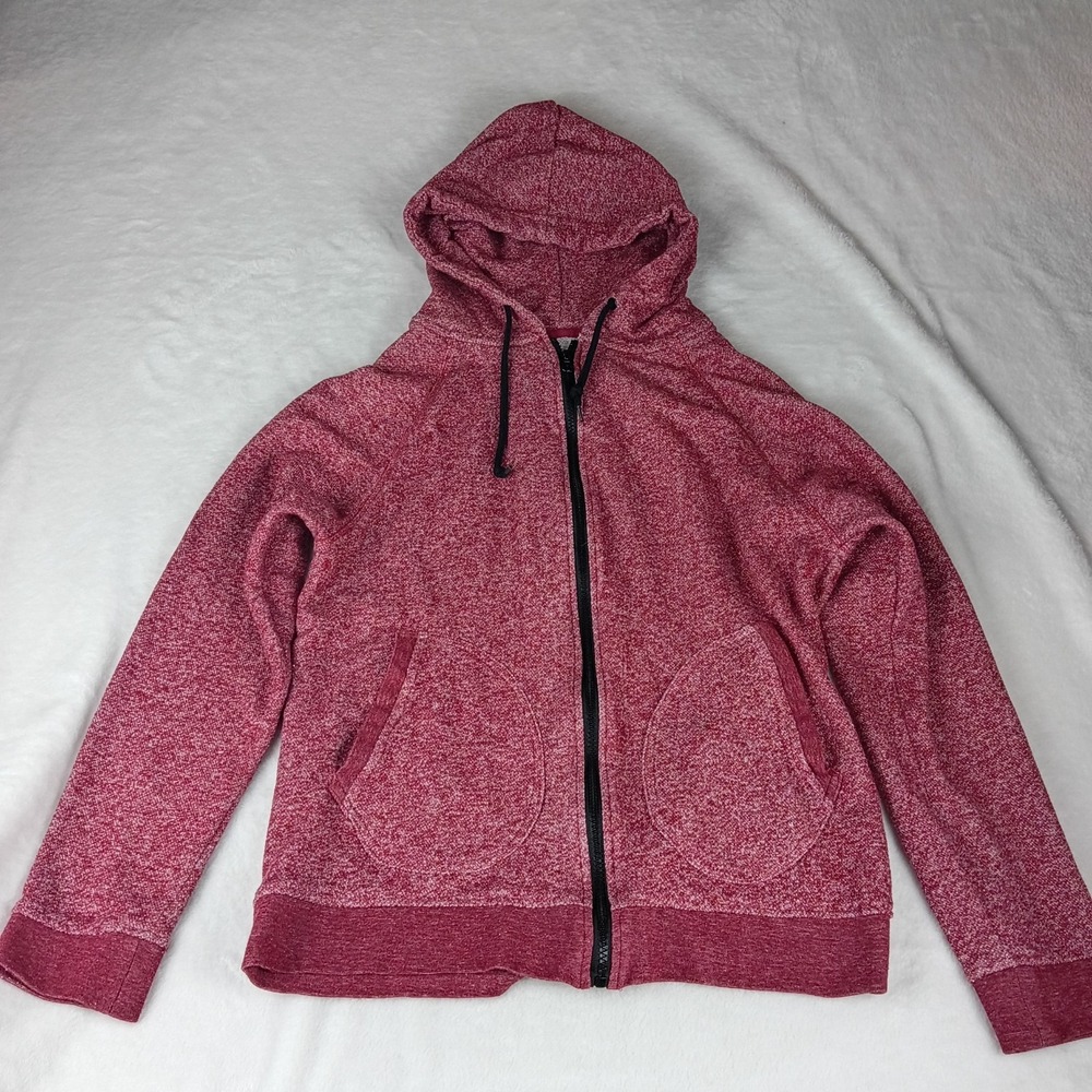 BDG Hoodie Men's Medium Heather Maroon Two Pouch Pockets Drawstring Full Zipper